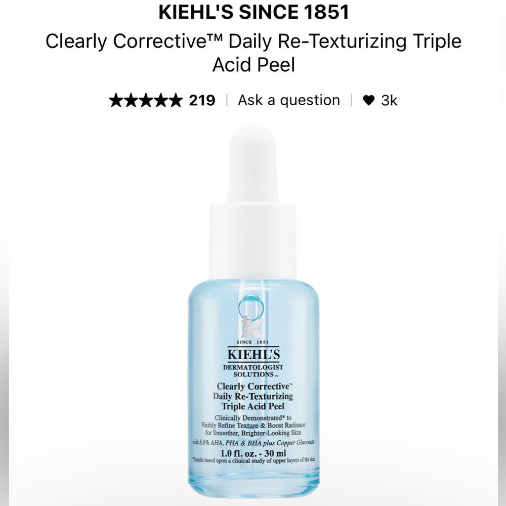 KIEHLS Clearly Corrective daily re-texturizing triple acid peel